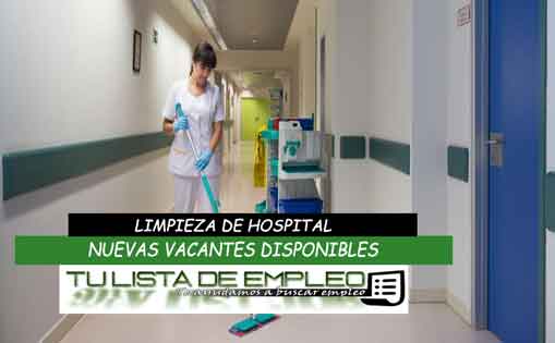 Se necesita personal para realizar limpieza de hospital 832€/mes