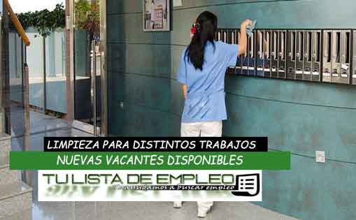 Se necesita personal para distintos trabajos de limpieza 20h/s 540€/mes
