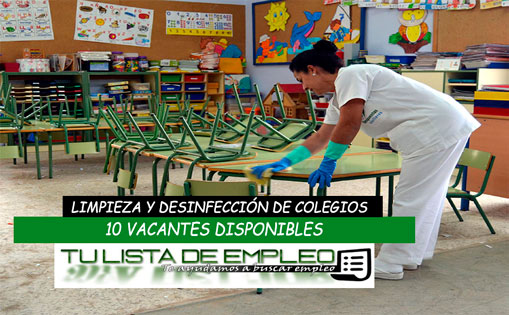 Se necesita 10 personas para limpieza y desinfección de colegios 20h/s 1.000€/mes