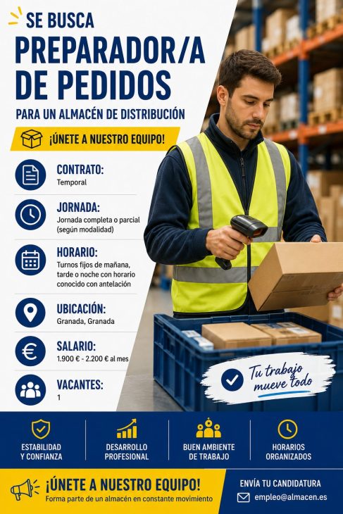 Preparador/a de pedidos para un almacén de distribución