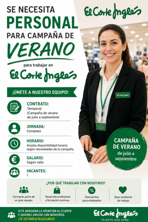 Campaña de Verano para trabajar en el Corte Ingles
