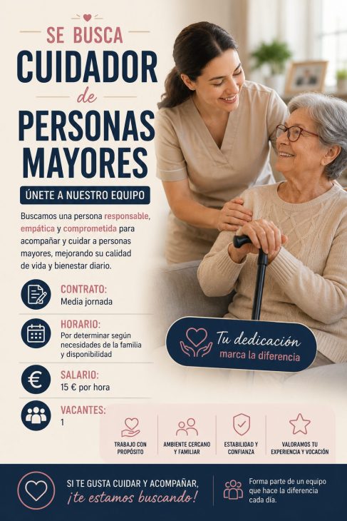 Cuidador de personas mayores 15€/h