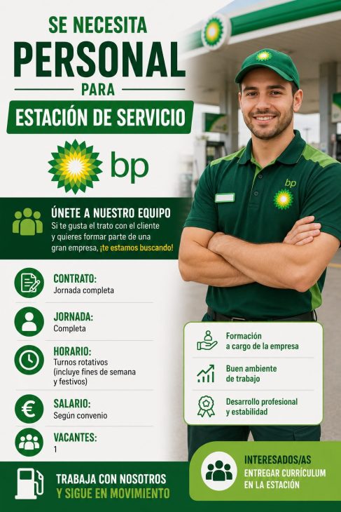 Se necesita personal para estación de servicio BP