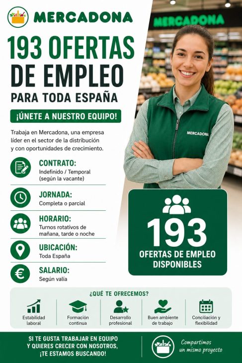 193 ofertas de empleo parar trabajar en Mercadona