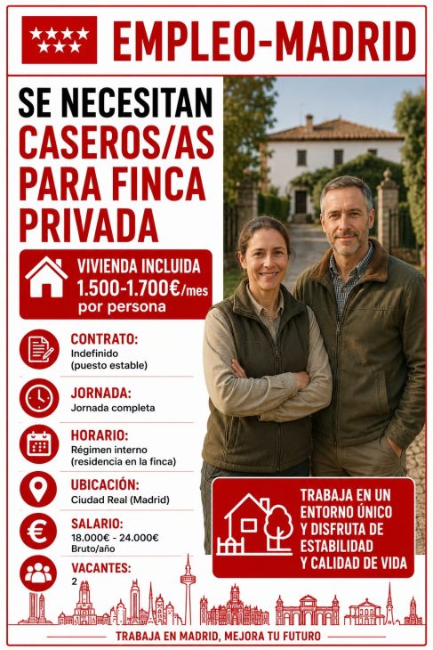 Caseros/as internos para finca privada vivienda incluida