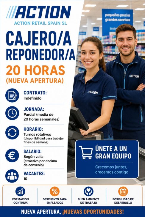 Cajero/a Reponedor/a 20 horas (Nueva Apertura)