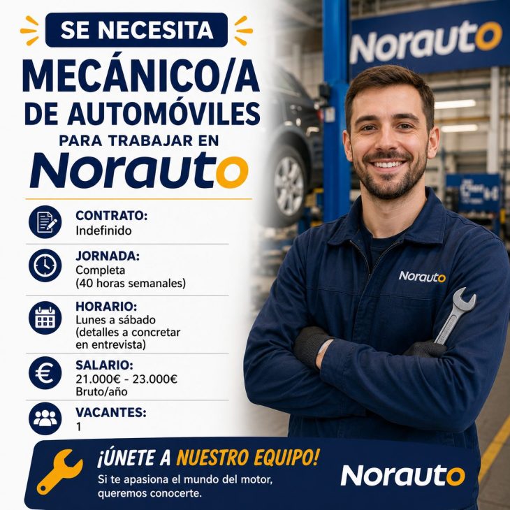 Se necesita mecánico/a de automóviles para trabajar en Norauto