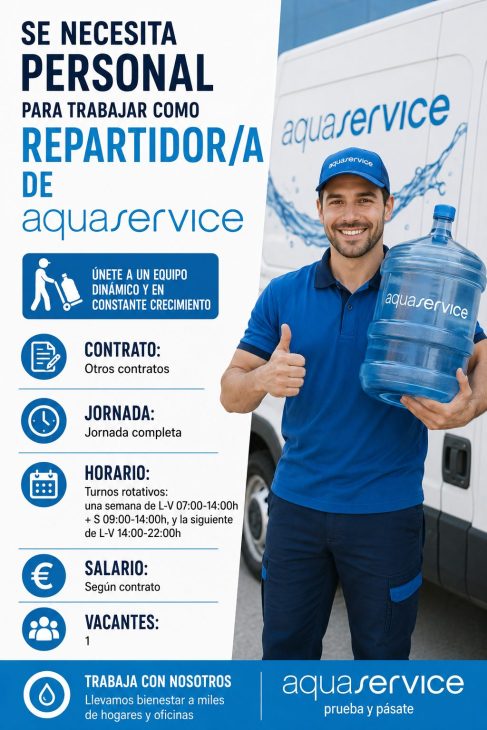 Se necesita personal para trabajar como repartidor/a de Aquaservice