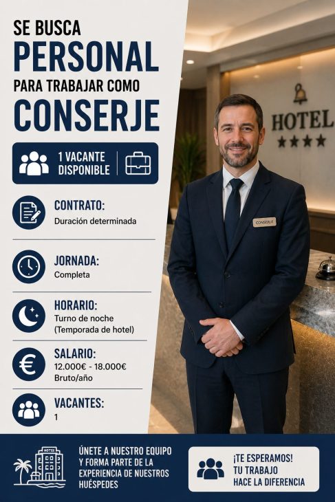 Se necesita la incorporación de conserje para un hotel