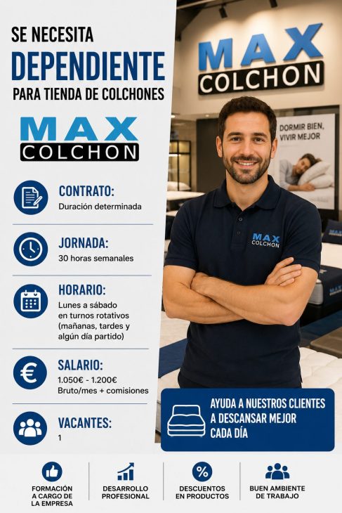 Se necesita dependiente para tienda de colchones