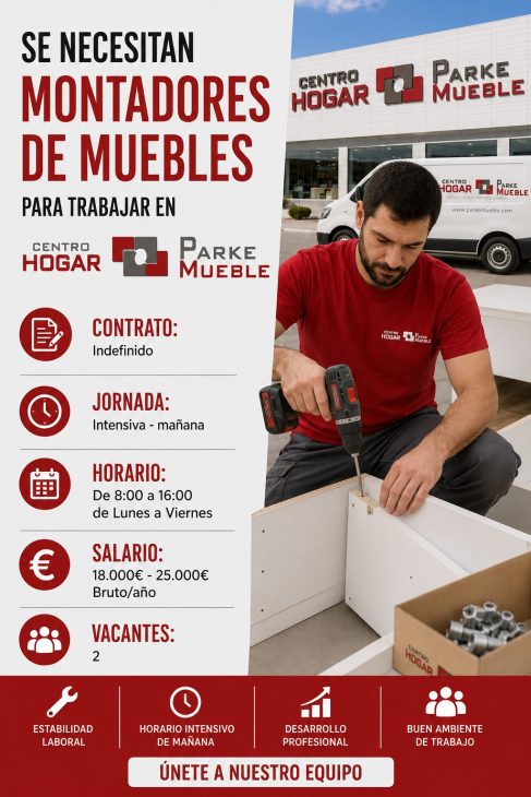Se necesita montadores de muebles para trabajar en Parkemueble