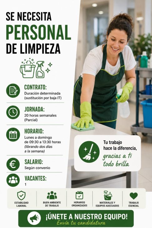 Se necesita personal de limpieza