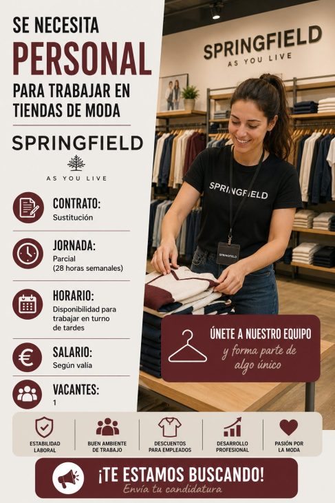 Se necesita personal para trabajar en tiendas de moda Springfield