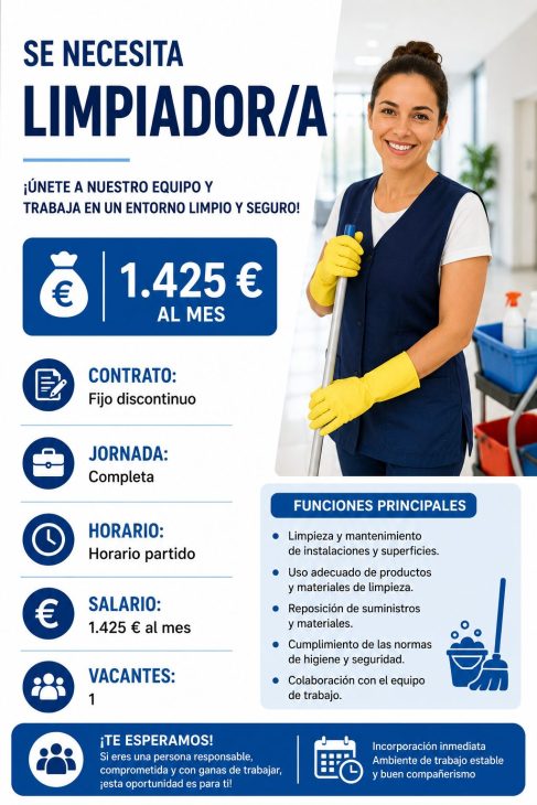Se necesita limpiador/a