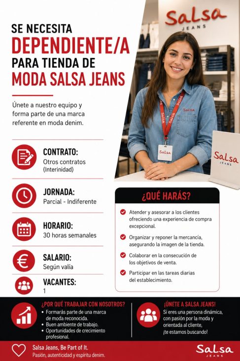 Se necesita dependiente/a para tienda de moda Salsa Jeans