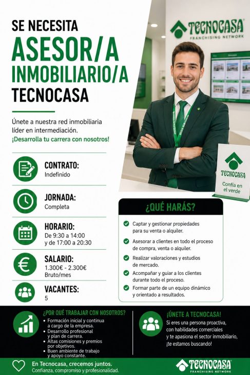 Se necesita asesor/a inmobiliario/a TECNOCASA