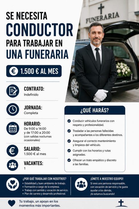 Se necesita conductor para trabajar en una funeraria