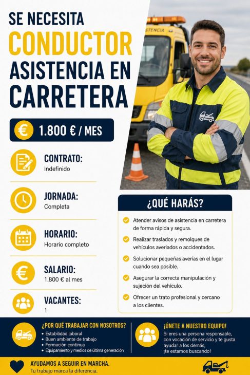 Conductor asistencia en carretera 1.800€/mes