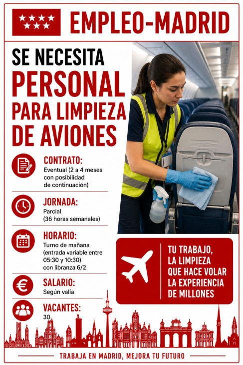 Se necesita personal para limpieza de aviones