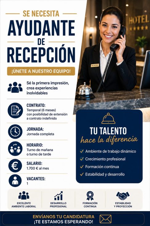 Se necesita ayudante de recepción