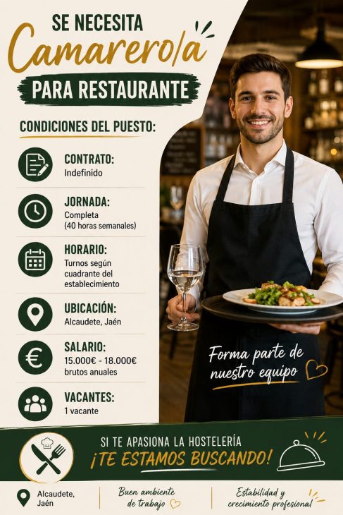 Se necesita camarero/a para restaurante