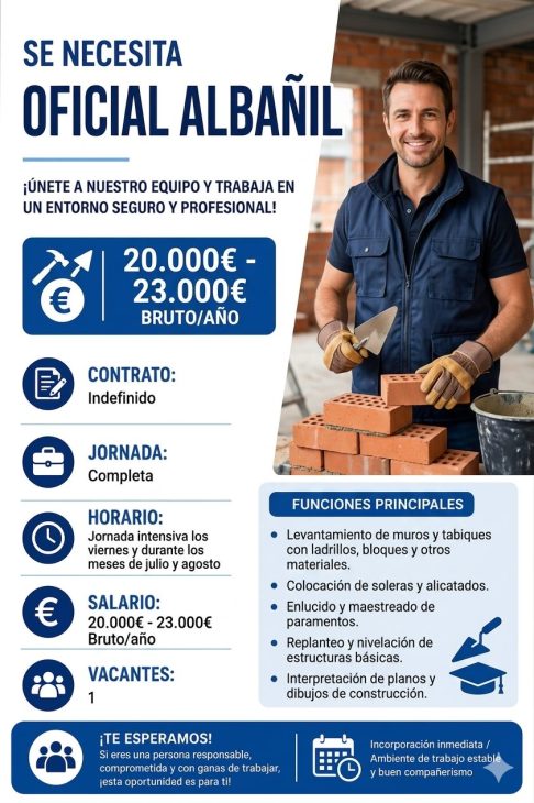 Se necesita oficial albañil