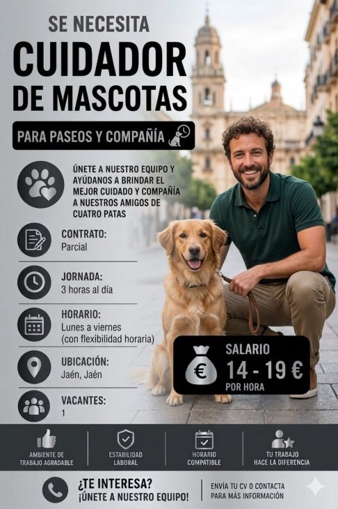 Cuidador de mascotas para paseos y compañía 14 – 19 €/hora