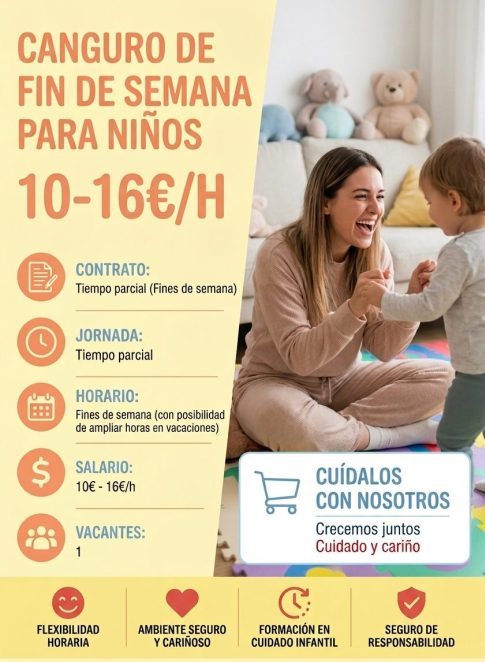 Canguro de fin de semana para niños 10-16€/h