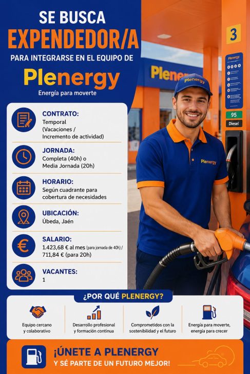 Se busca un perfil de Expendedor/a para integrarse en el equipo de Plenergy