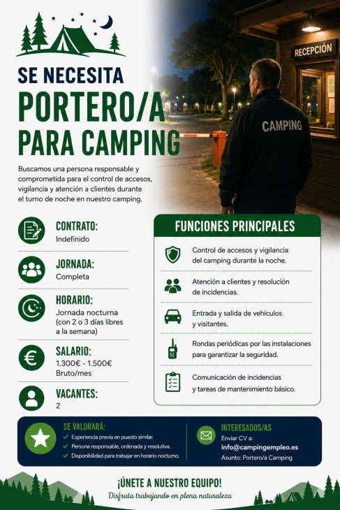 Se necesita Portero/a para camping