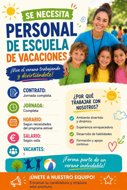 Se necesita personal de escuela de vacaciones