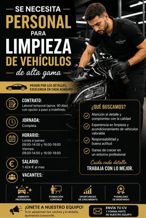 Personal para limpieza de vehículos de alta gama