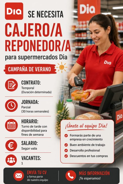 Cajero/a reponedor/a para supermercados Dia