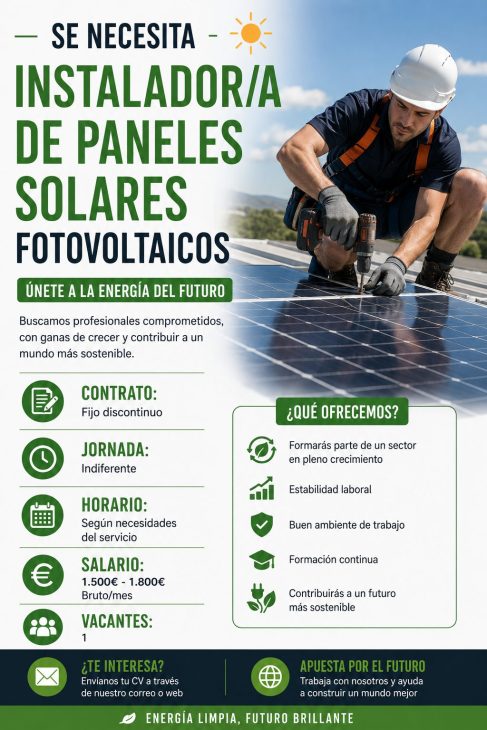 Instalador/a de paneles solares fotovoltaicos