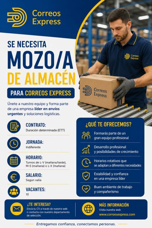 Se necesita mozo/a de almacén para Correo Express