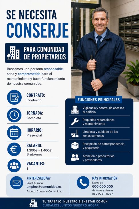 Se necesita conserje para comunidad de propietarios