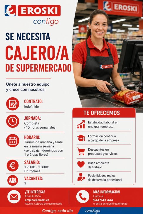 Cajero/a de supermercado Eroski