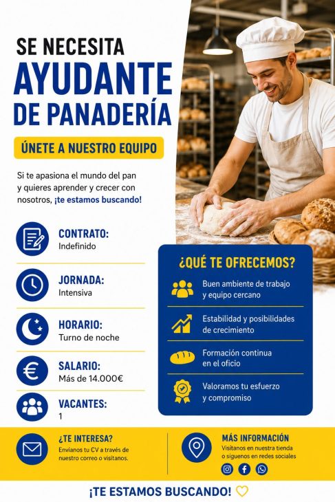 Se necesita ayudante de panadería