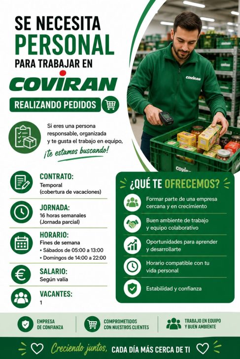 Covirán necesita preparador/a de pedidos