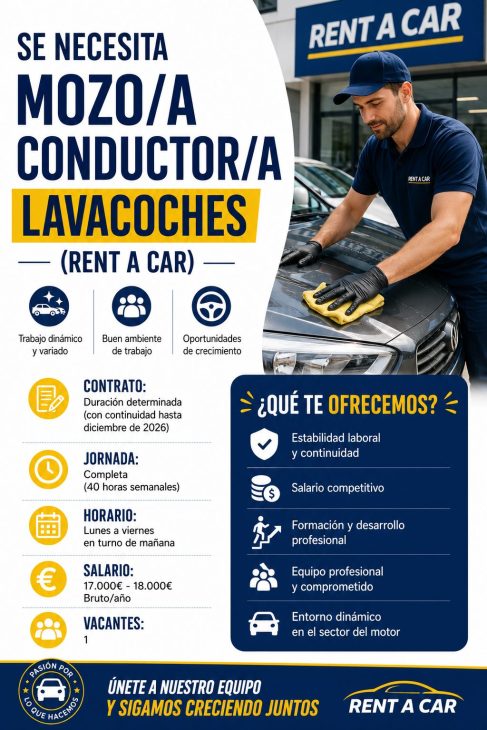 Mozo/a conductor/a-lavacoches(Rent a car)
