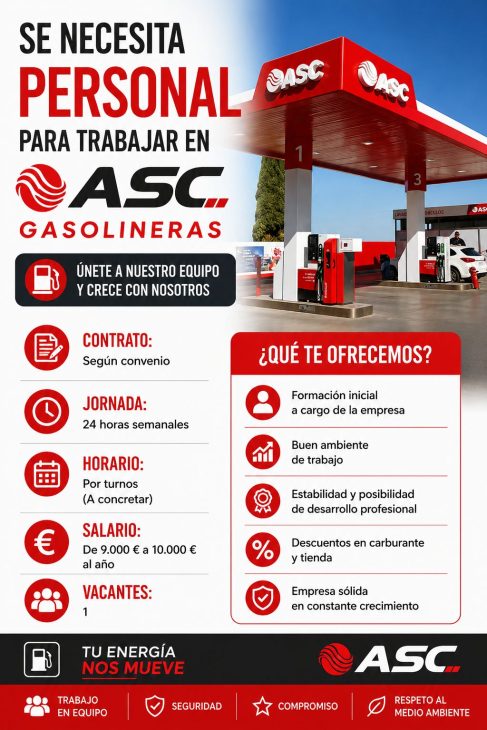 Se necesita personal para trabajar en gasolineras ASC