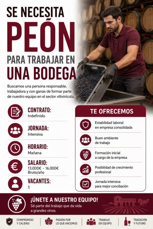 Se necesita peón para trabajar en una bodega