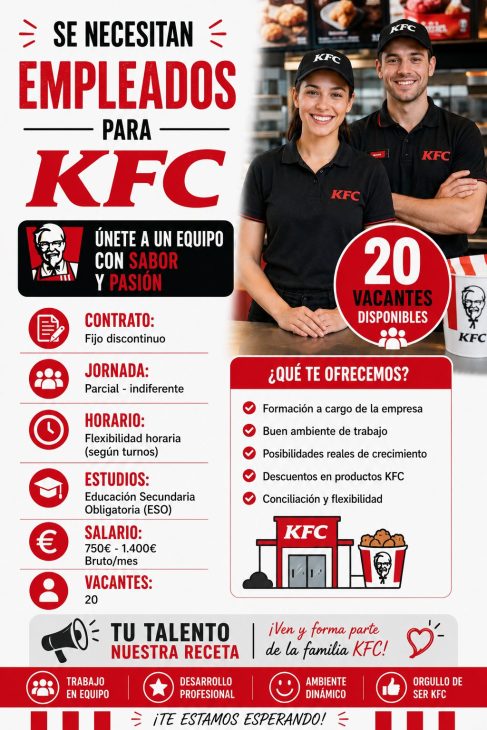 Se necesita empleados para KFC