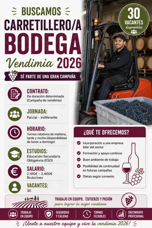 Carretillero/a Bodega Vendimia 2026