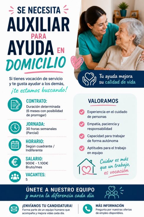 Se necesita auxiliar para ayuda en domicilio