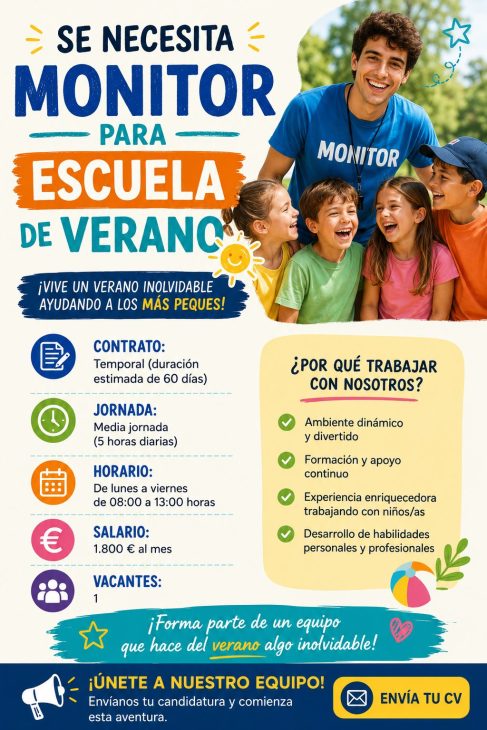 Se necesita monitor para escuela de verano