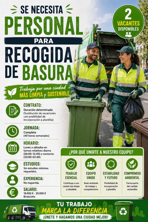 Se necesita personal para  recogida de basura
