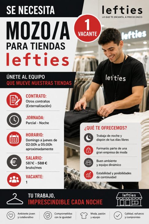 Se necesita mozo/a para tiendas Lefties