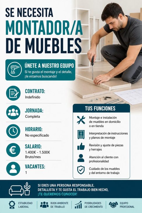 Se necesita montador/a de muebles
