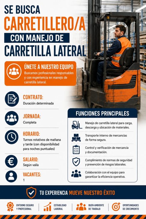 Carretillero/a con Manejo de Carretilla Lateral